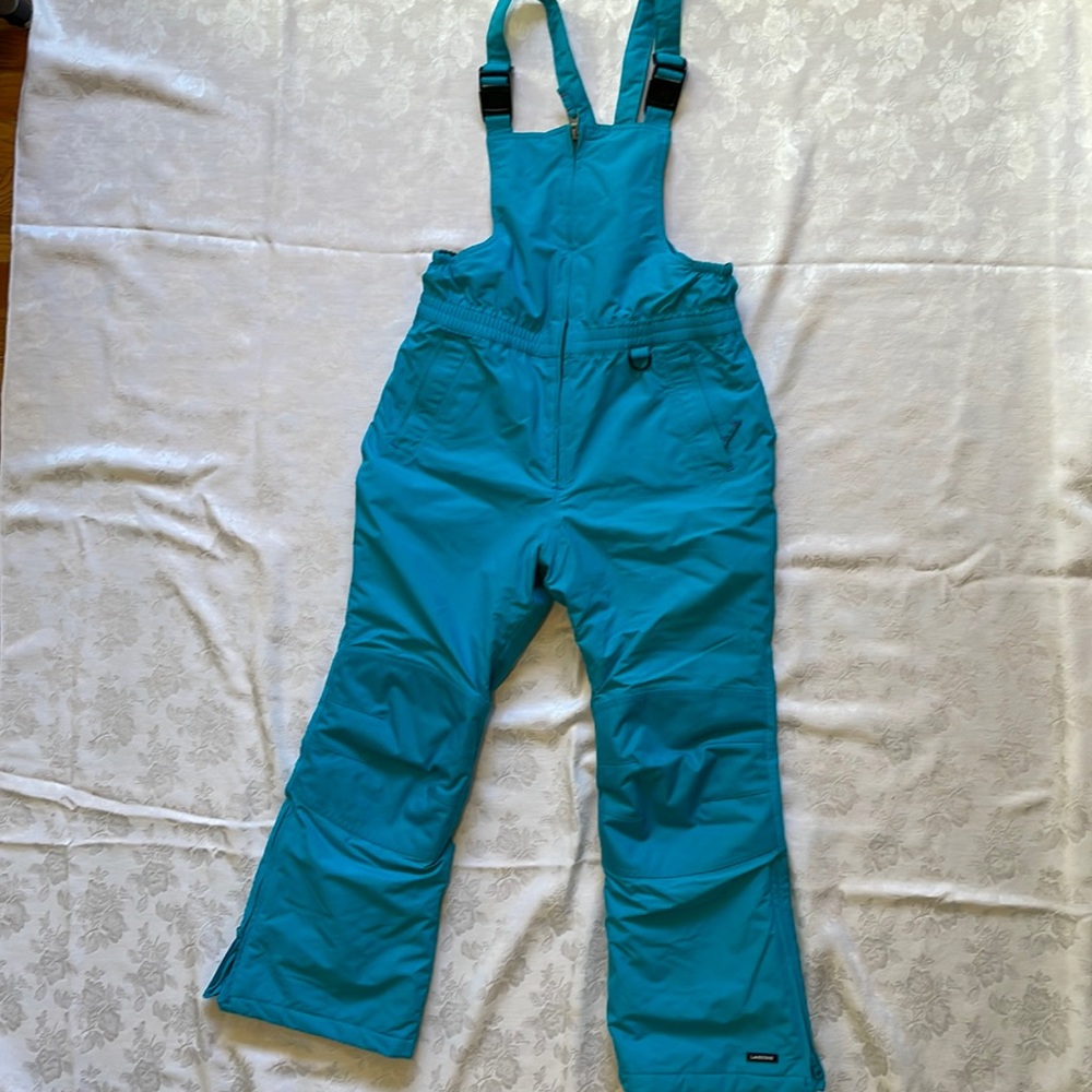Lands End Bright Blue Snow Bib Overalls Like New! Size 10+
